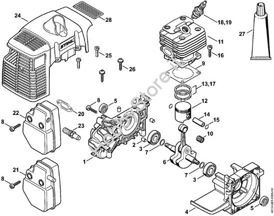 Carter albero a gomito, cilindro BT 121 BT 121-Z brand Stihl